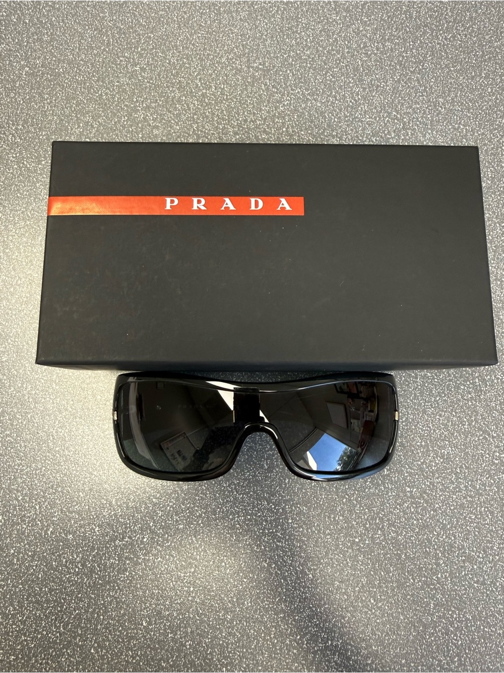 Prada Black Oversized Shield Sunglasses